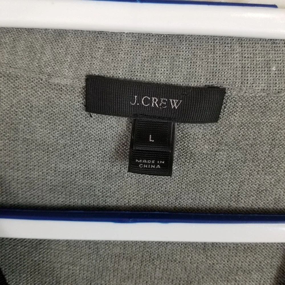 J.Crew Womens Velvet Front Merino Wool Blend‎ Cardigan Grey Black Large RN77388